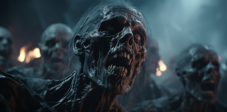 zombie with multiple zombies, generative ai