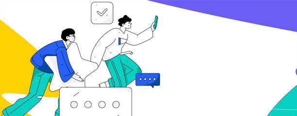 Virtual social concept business flat vector illustration