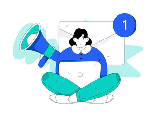 Virtual social concept business flat vector illustration