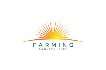 Fototapeta premium Shining Gold Dawn Sun Farming Agricultural Business Product Label Logo