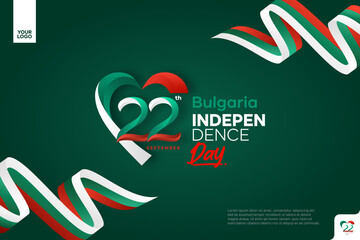 Bulgaria independence day logotype september 22th with love shape and flag background