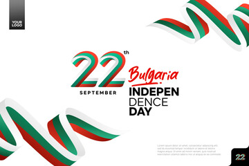 Bulgaria independence day logotype september 22th with flag background