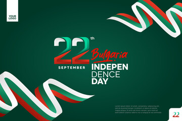 Bulgaria independence day logotype september 22th with flag background