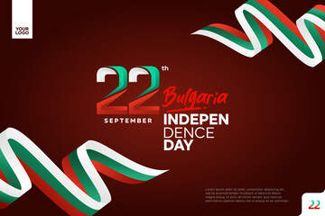 Fototapeta na wymiar Bulgaria independence day logotype september 22th with flag background