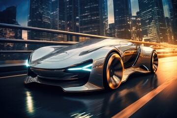 Future car concept in the city