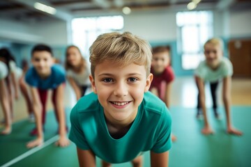 Generative AI : The kids at dance school. Ballet, hiphop, street, funky and modern dancers over studio background. Children showing aerobic element. Teens in hip hop style. Sport, fitness and lifestyl