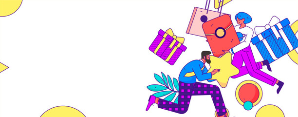 Fototapeta premium Online shopping e-commerce flat vector concept operation illustration 