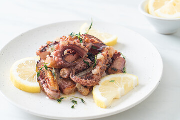 grilled octopus or squid with butter lemon sauce