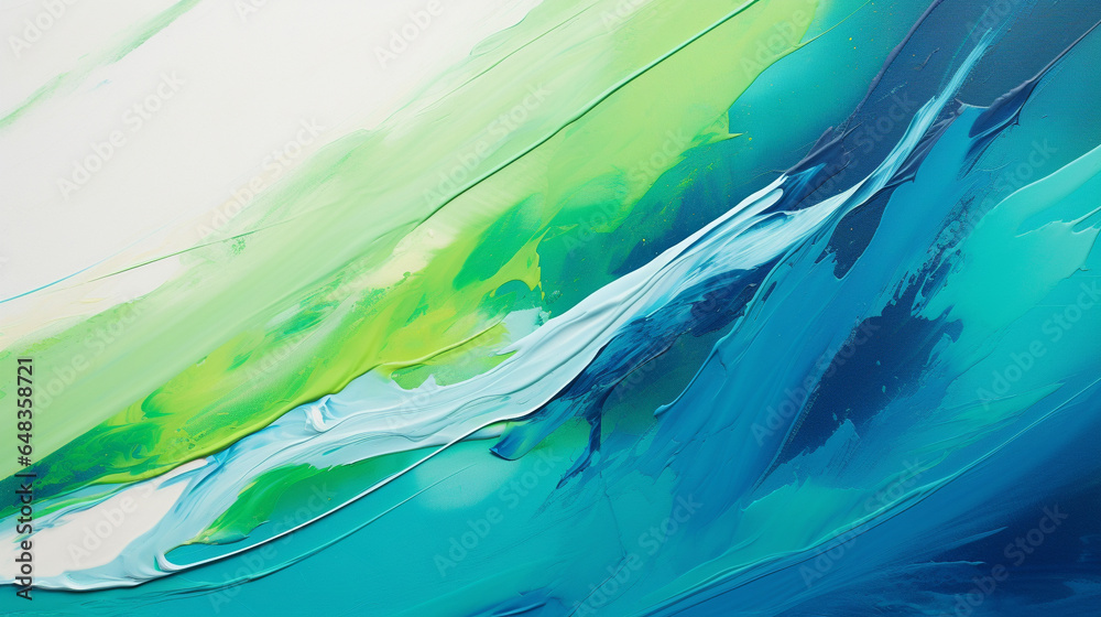 Canvas Prints a close-up of a green painting on a canvas, dynamic color paint background, generative ai