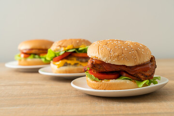 grilled chicken burger with sauce on plate