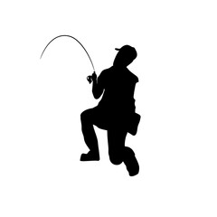 silhouette of a fisherman