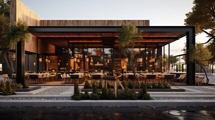 Design of restaurant exterior. Restaurant exterior, restaurant appearance concept