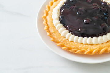 Blueberry Cheese Pie on white plate