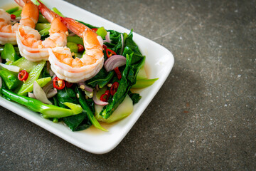 Spicy Chinese Kale Salad with Shrimp