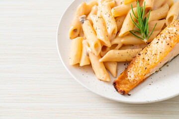 salmon with penne pasta cream sauce