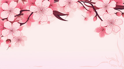Cherry blossom graphic frame illustration, Japanese and Chinese style