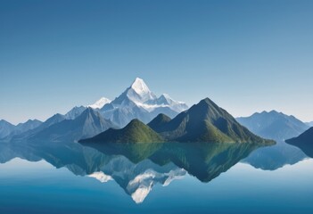 A mountain range where each peak is an island in the sky
