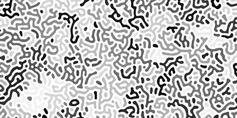 Turing pattern for background Design and fabric. monochrome turing reaction background. Abstract diffusion pattern with chaotic shapes. Vector illustration.