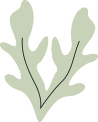 Algae plan aesthetic recolorable vector element