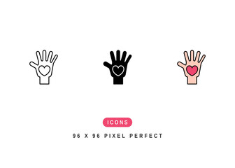 Volunteer Icon. People Hands Raised Symbol Stock Illustration. Vector Line Icons For UI Web Design And Presentation