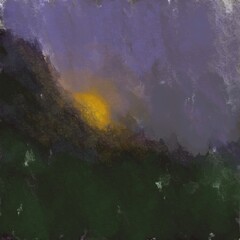 Early in the morning the sun begins to peek out from behind the forest, where darkness, fog and moisture reign.