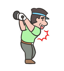 ゴルフスイングで肩関節を痛めた中年男性