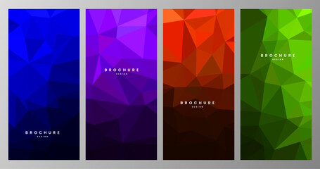set of brochures with abstract colorful geometric shape background