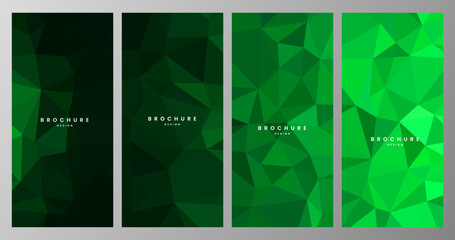 set of brochures with abstract green colorful geometric shape background