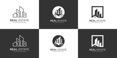 Real estate logo design template collection with modern and creative concept Premium Vector