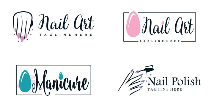 Nail polish logo collection with modern creative and unique concept design Premium Vector