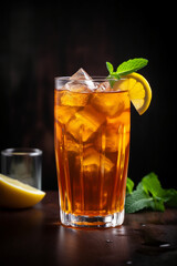 Refreshing glass of iced tea generative AI