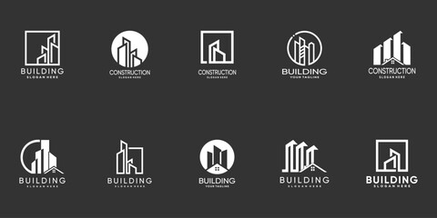 Apartment logo design template collection with modern and creative concept  Premium Vector