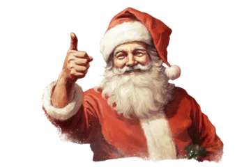Fototapeten santa with finger aside nose making magic vintage illustration isolated on a transparent background, generative ai © Perfect PNG