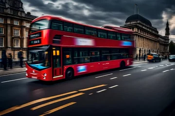 Papier Peint photo Bus rouge de Londres city bus stop