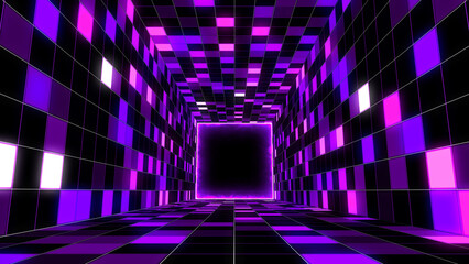 VJ Lights square tunnel abstract background.