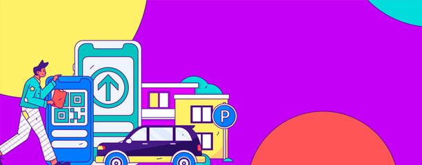 Naklejka premium White-collar taxi ride flat vector concept operation illustration
