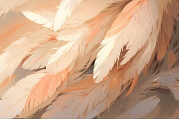 Beautiful abstract white and pink feathers with feather background