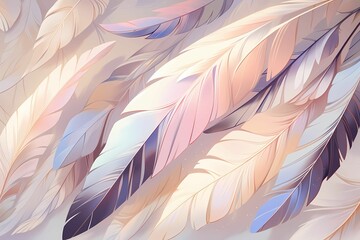 Beautiful abstract white and pink feathers with feather background