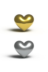 Fototapeta premium golden heart and iron heart 