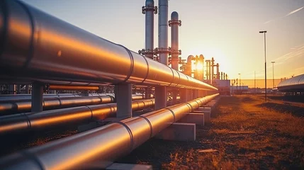 Large oil pipeline and gas pipeline in the process of oil refining and the movement of oil and gas © Sasint