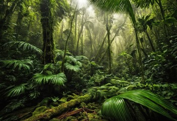 A tropical rainforest teeming with life. 