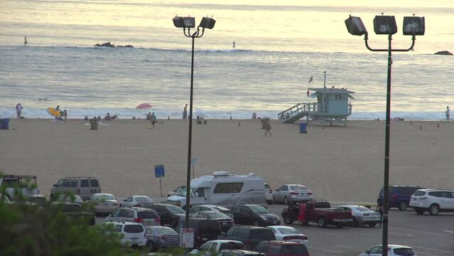 California Los Angeles Beach Cars Lifeguard Tower Day