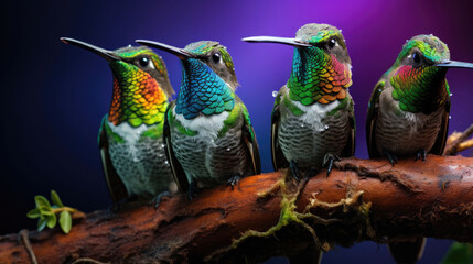 Group of Broad Billed Hummingbirds close-up