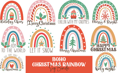 Boho Christmas Rainbow SVG Bundle