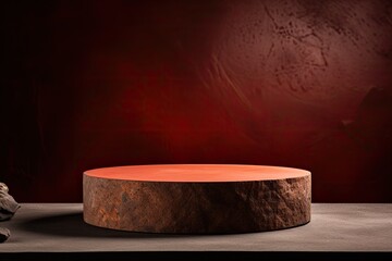 round brown podium close shot stone background studio with Lentil red