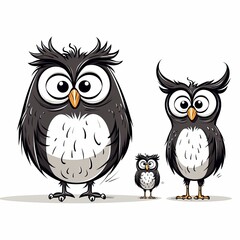 Philosophical Owl leads a discussion in cartoon style isolated on a white background