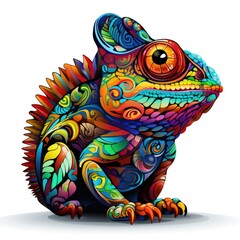 Imaginative chameleon in cartoon style isolated on a white background