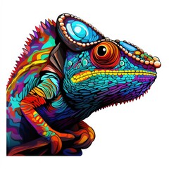 Imaginative chameleon in cartoon style isolated on a white background
