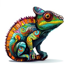 Imaginative chameleon in cartoon style isolated on a white background