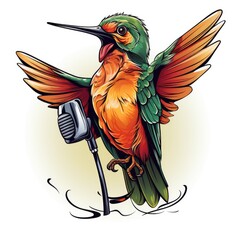 Charismatic Hummingbird in cartoon style isolated on a white background